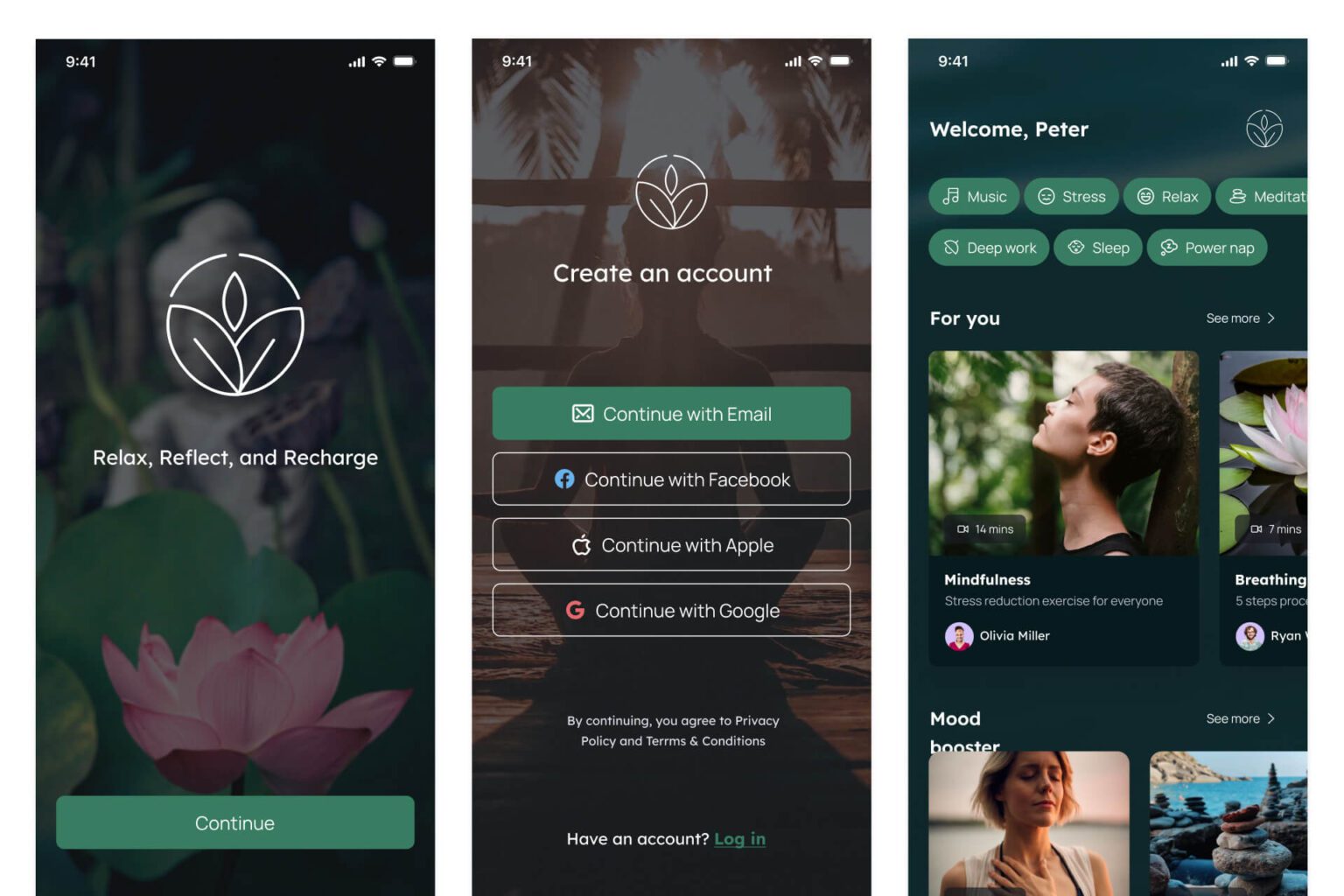 Meditation App Free Figma Template